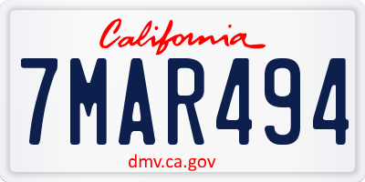 CA license plate 7MAR494