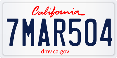 CA license plate 7MAR504