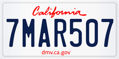 CA license plate 7MAR507