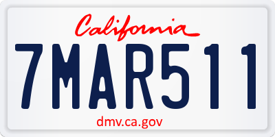 CA license plate 7MAR511