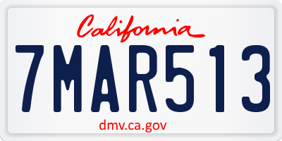 CA license plate 7MAR513