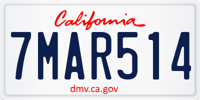 CA license plate 7MAR514