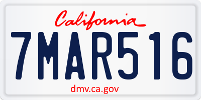 CA license plate 7MAR516