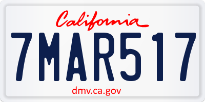 CA license plate 7MAR517