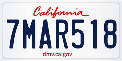 CA license plate 7MAR518