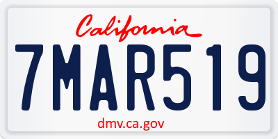 CA license plate 7MAR519