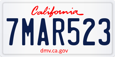 CA license plate 7MAR523