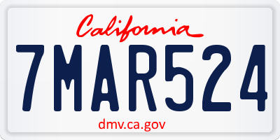 CA license plate 7MAR524