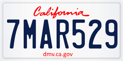 CA license plate 7MAR529