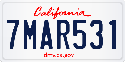 CA license plate 7MAR531