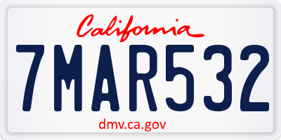 CA license plate 7MAR532