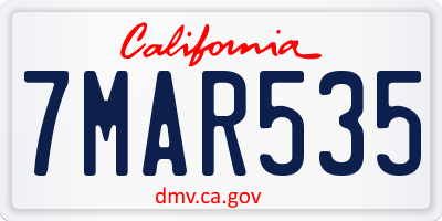 CA license plate 7MAR535