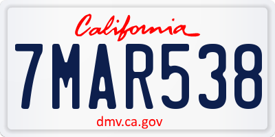 CA license plate 7MAR538