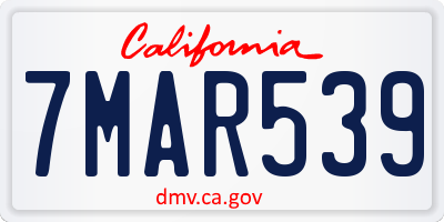 CA license plate 7MAR539