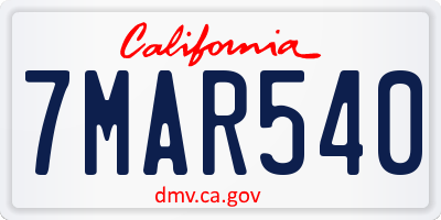 CA license plate 7MAR540