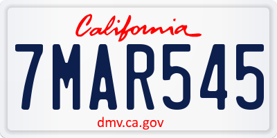 CA license plate 7MAR545