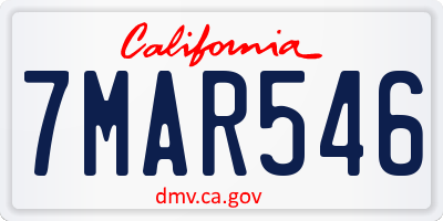 CA license plate 7MAR546