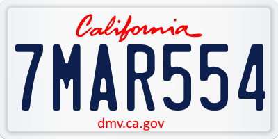 CA license plate 7MAR554
