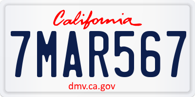 CA license plate 7MAR567