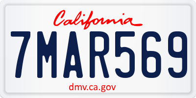 CA license plate 7MAR569