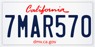 CA license plate 7MAR570