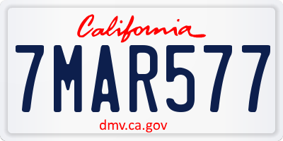 CA license plate 7MAR577