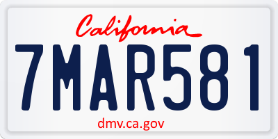 CA license plate 7MAR581