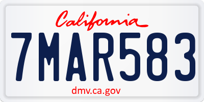CA license plate 7MAR583