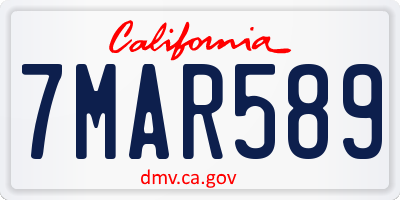 CA license plate 7MAR589