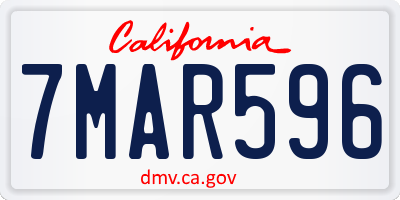 CA license plate 7MAR596