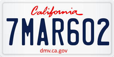 CA license plate 7MAR602
