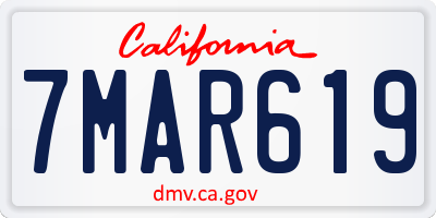 CA license plate 7MAR619