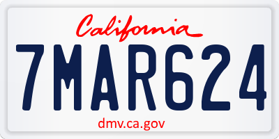 CA license plate 7MAR624