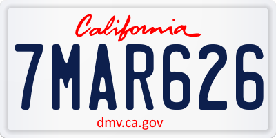 CA license plate 7MAR626