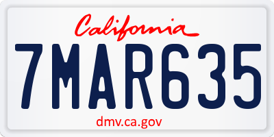 CA license plate 7MAR635