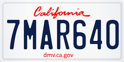 CA license plate 7MAR640