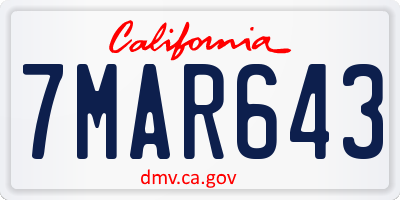 CA license plate 7MAR643