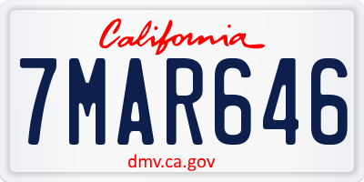 CA license plate 7MAR646