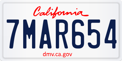 CA license plate 7MAR654