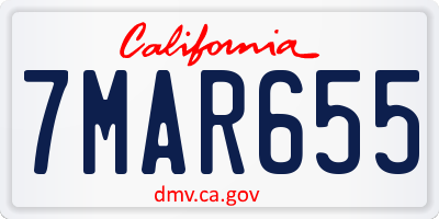 CA license plate 7MAR655