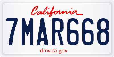 CA license plate 7MAR668