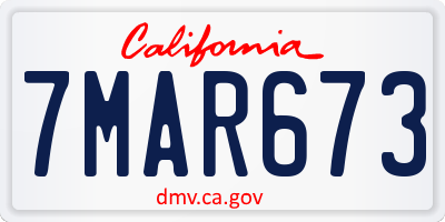 CA license plate 7MAR673