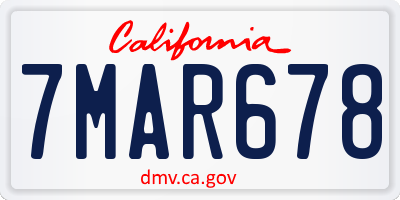 CA license plate 7MAR678