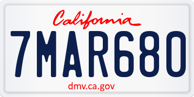 CA license plate 7MAR680