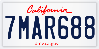 CA license plate 7MAR688