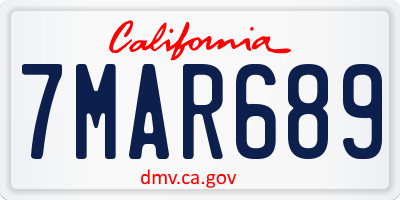 CA license plate 7MAR689