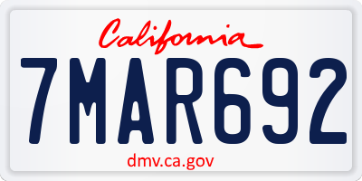 CA license plate 7MAR692