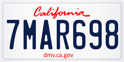 CA license plate 7MAR698