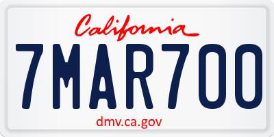 CA license plate 7MAR700