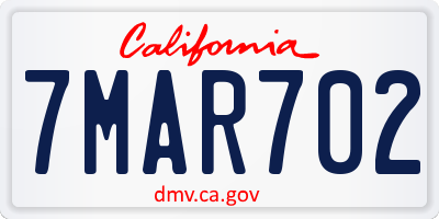 CA license plate 7MAR702